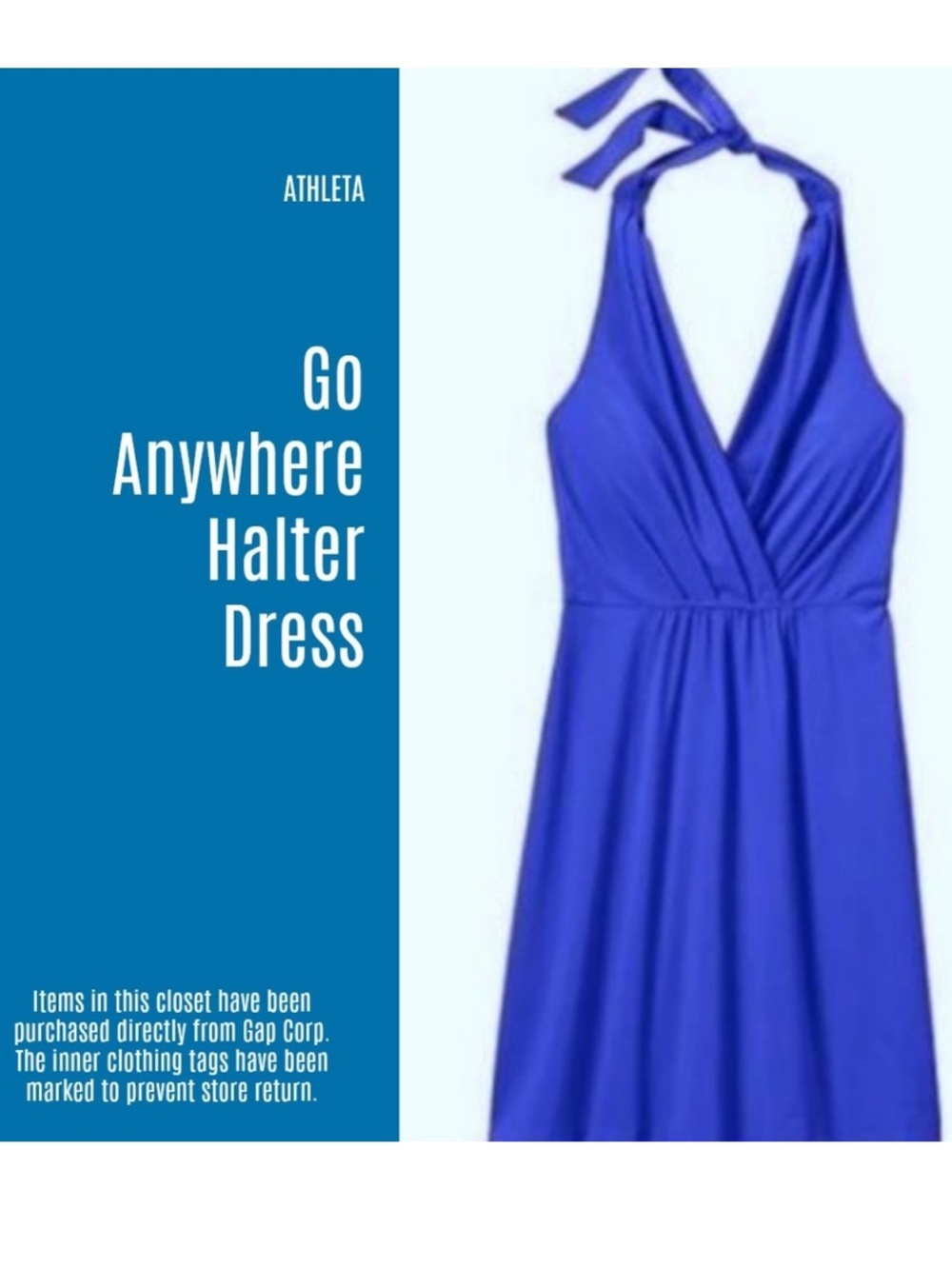 Athleta go anywhere Royal Blue halter mini  dress